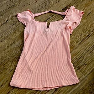 Size small, Almost Famous neon pink shirt.